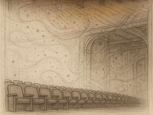 Drawing of a theater with air swirls